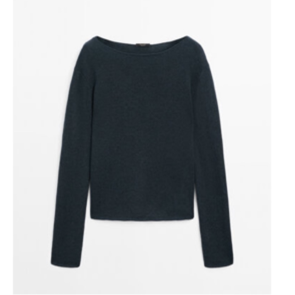 Massimo Dutti Fine Knit Wool Sweater with trims
